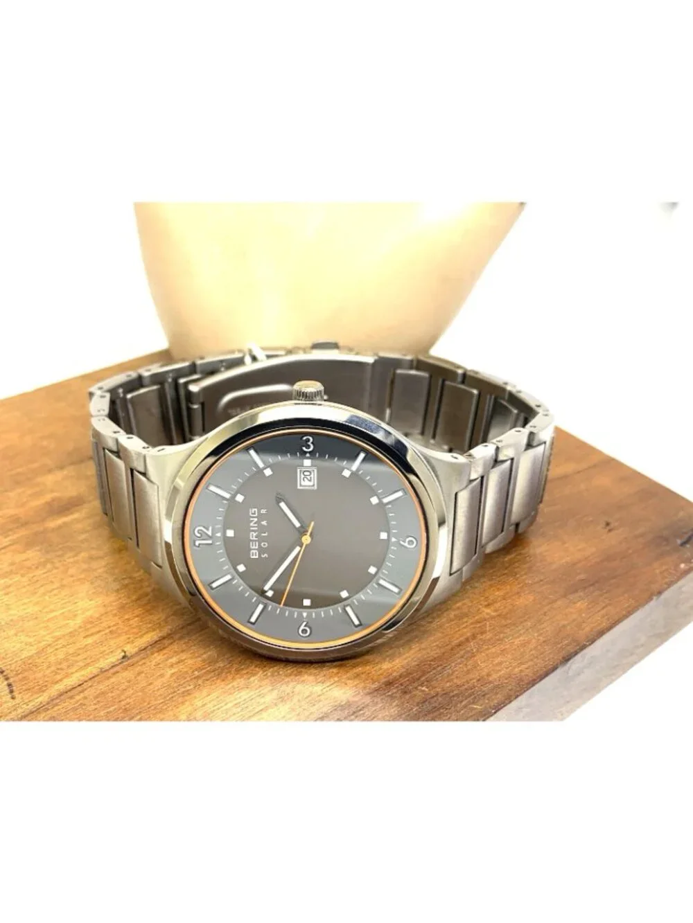 Bering Men's Watch 14442-777 Solar Gray Dial Date Silver Stainless Steel 42mm